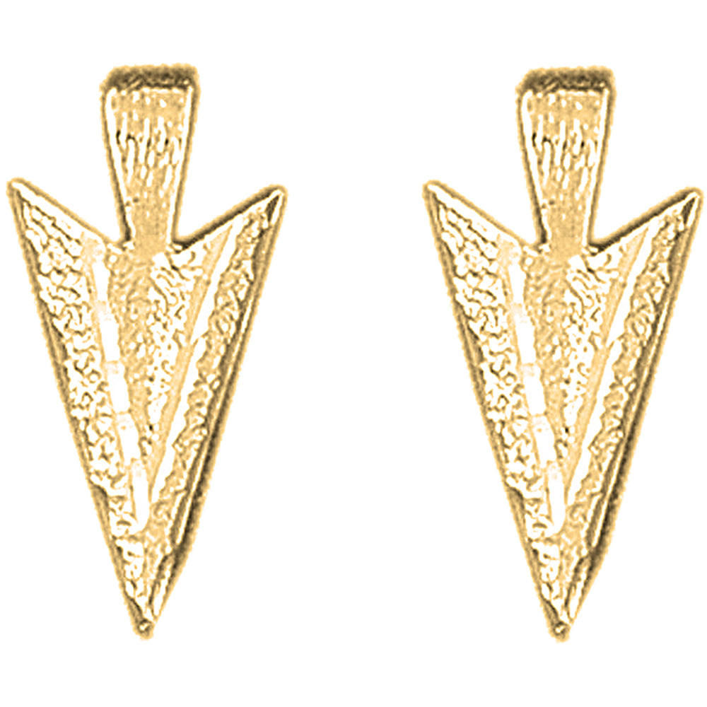 Yellow Gold-plated Silver 20mm Arrowhead Earrings