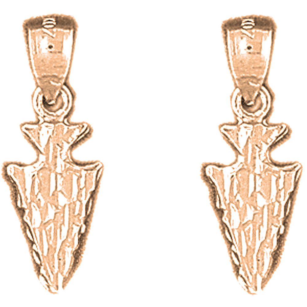 14K or 18K Gold 22mm Arrowhead Earrings