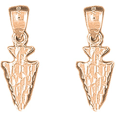 14K or 18K Gold 22mm Arrowhead Earrings