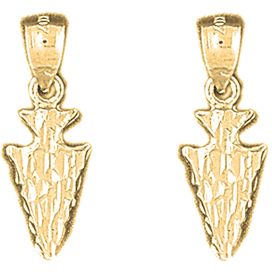 14K or 18K Gold 22mm Arrowhead Earrings