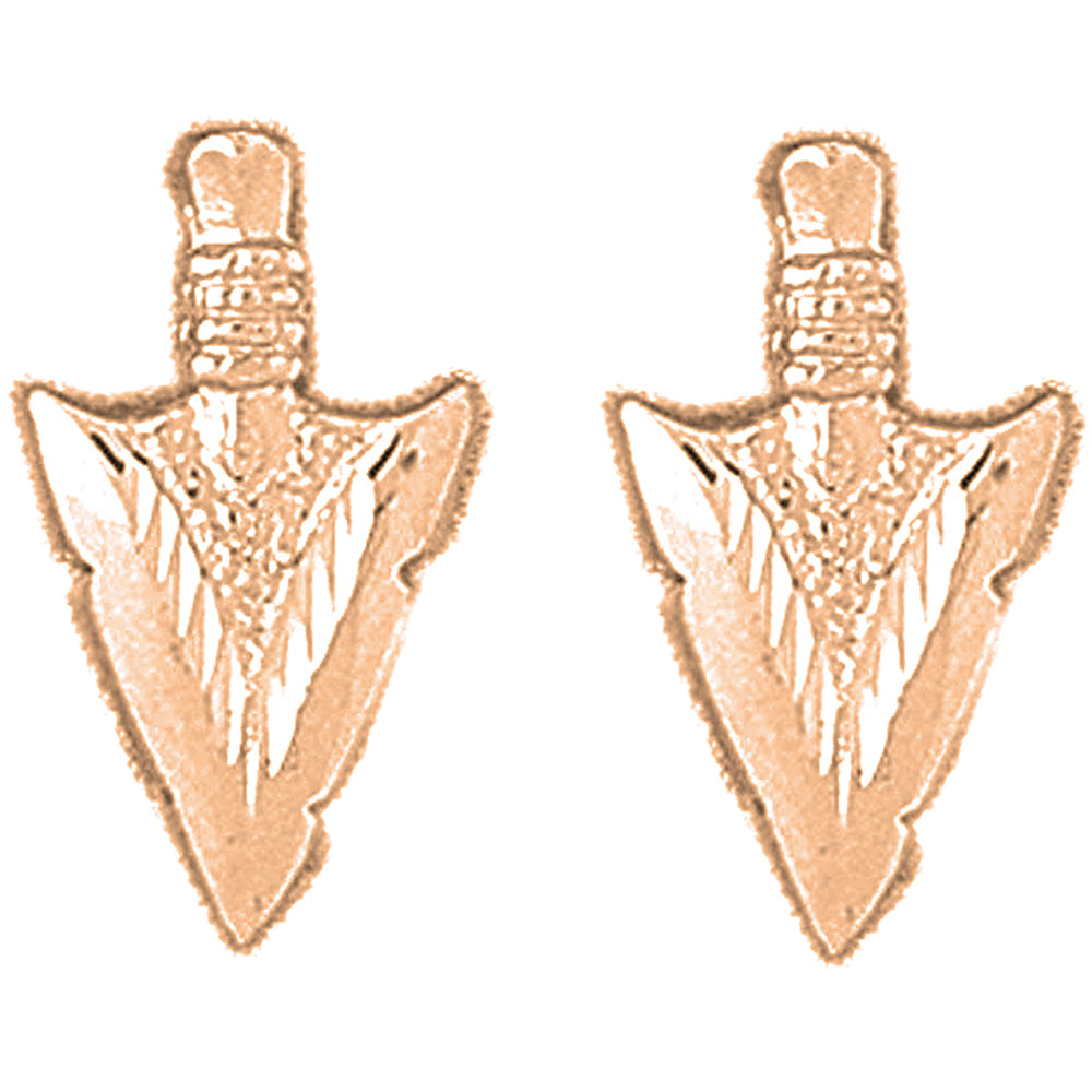 14K or 18K Gold 19mm Arrowhead Earrings