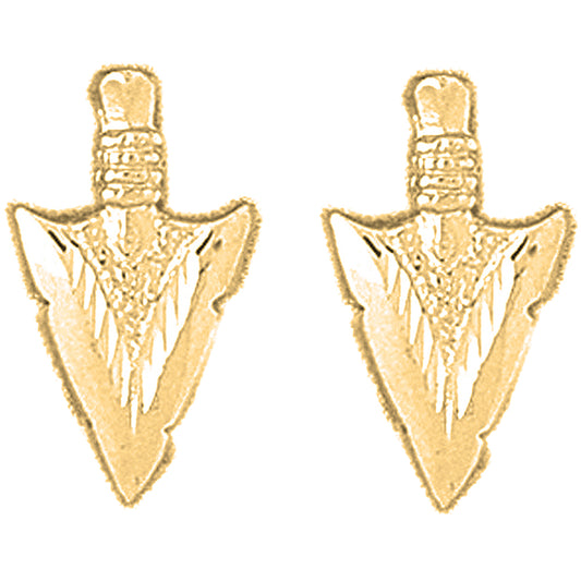 14K or 18K Gold 19mm Arrowhead Earrings