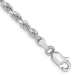 10K White Gold 3mm Diamond-cut Rope Chain