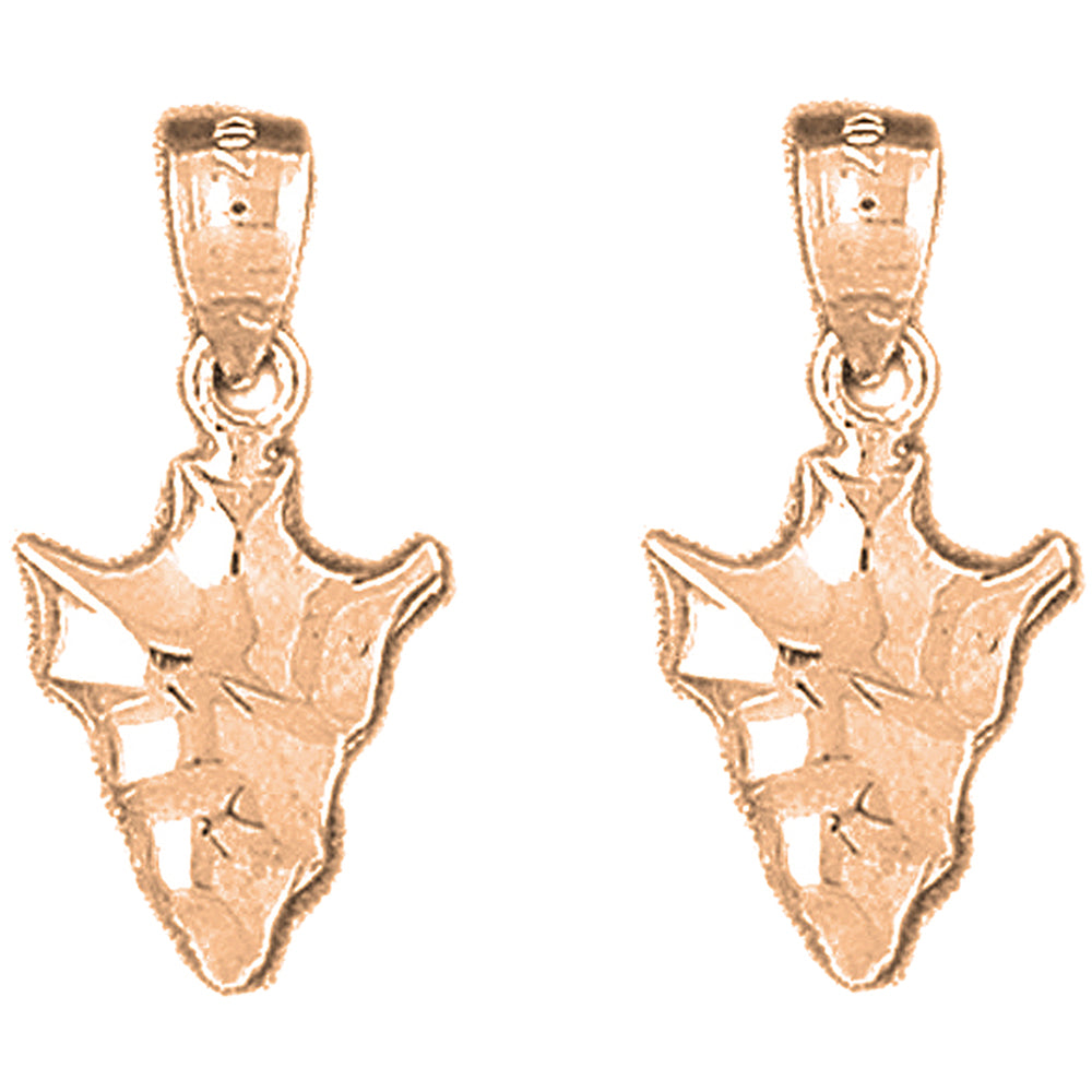 14K or 18K Gold 22mm Arrowhead Earrings
