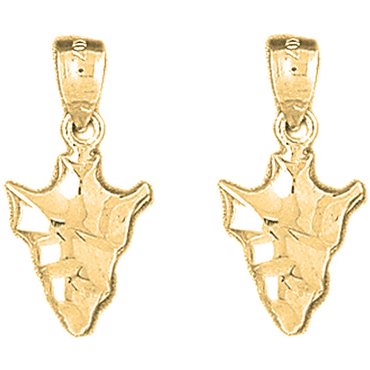 14K or 18K Gold 22mm Arrowhead Earrings