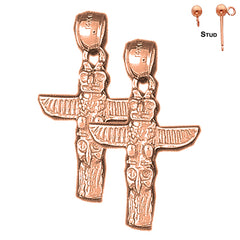 14K or 18K Gold Totem Pole Earrings