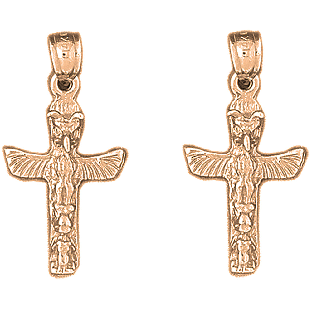 14K or 18K Gold 28mm Totem Pole Earrings