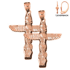 14K oder 18K Gold 46mm Totem Pole Ohrringe