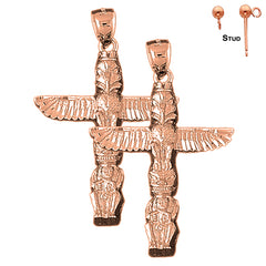 14K oder 18K Gold 46mm Totem Pole Ohrringe