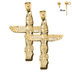 14K oder 18K Gold 46mm Totem Pole Ohrringe