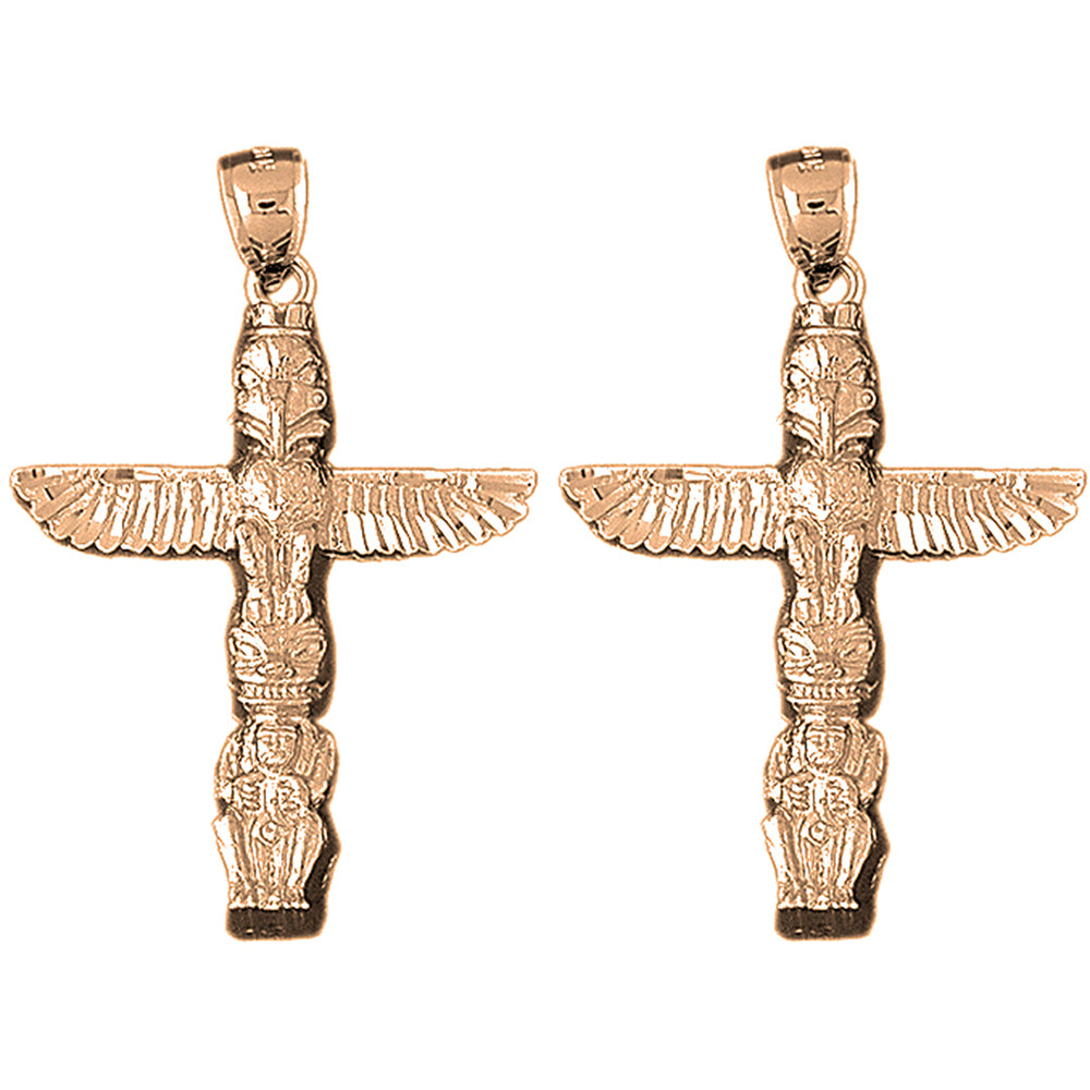 14K or 18K Gold 46mm Totem Pole Earrings