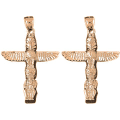 14K or 18K Gold 46mm Totem Pole Earrings