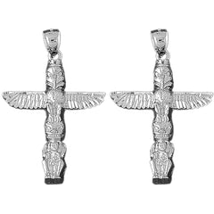 14K or 18K Gold 46mm Totem Pole Earrings