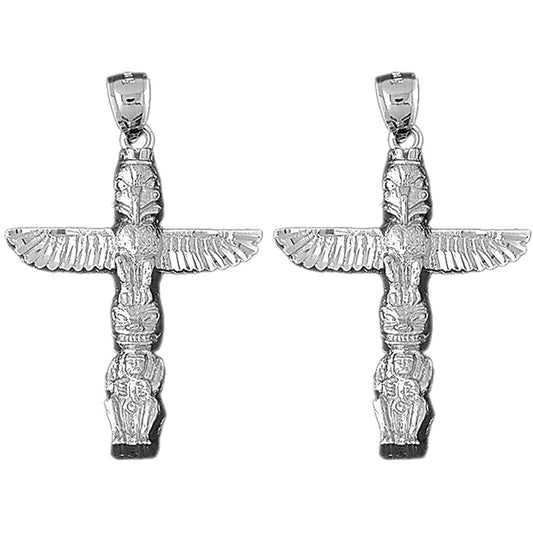 Sterling Silver 46mm Totem Pole Earrings