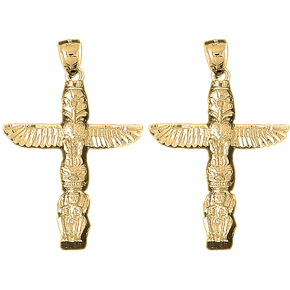 14K or 18K Gold 46mm Totem Pole Earrings