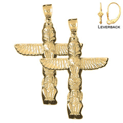 14K oder 18K Gold 60mm Totem Pole Ohrringe