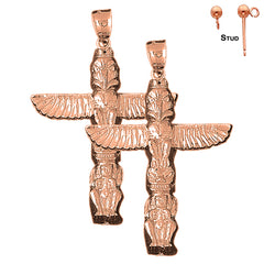 14K oder 18K Gold 60mm Totem Pole Ohrringe