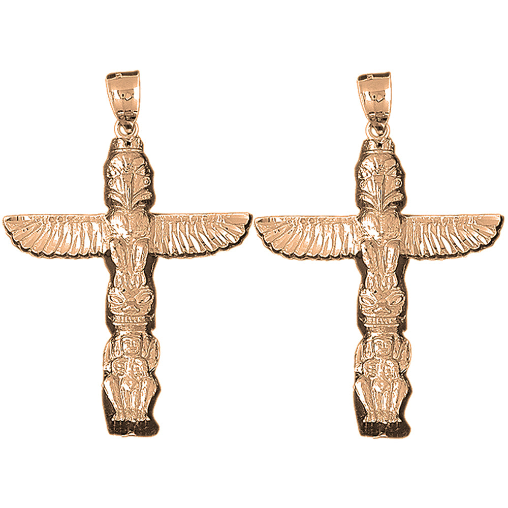 14K or 18K Gold 60mm Totem Pole Earrings