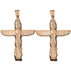 14K or 18K Gold 60mm Totem Pole Earrings