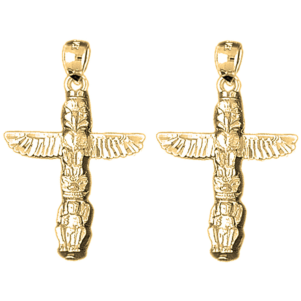 14K or 18K Gold 33mm Totem Pole Earrings