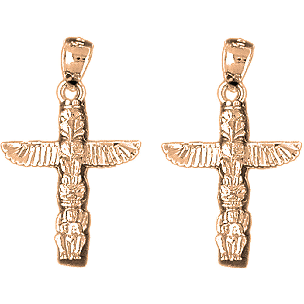 14K or 18K Gold 28mm Totem Pole Earrings