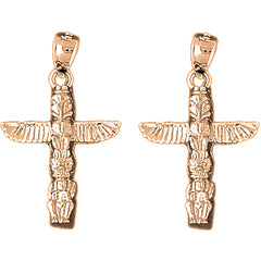 14K or 18K Gold 28mm Totem Pole Earrings
