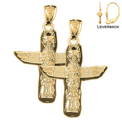 Pendientes de tótem de plata de ley de 35 mm (chapados en oro blanco o amarillo)