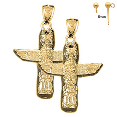 14K oder 18K Gold 35mm Totem Pole Ohrringe
