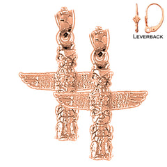14K oder 18K Gold 27mm Totem Pole Ohrringe