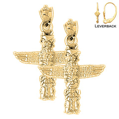 14K oder 18K Gold 27mm Totem Pole Ohrringe