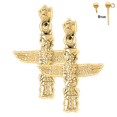 14K oder 18K Gold 27mm Totem Pole Ohrringe