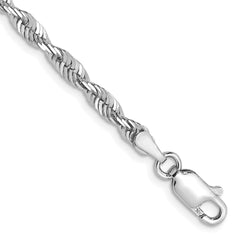 10K White Gold 3mm Diamond-cut Lightweight Rope Chain