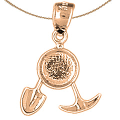 Colgante de pala y hacha de oro de 14 quilates o 18 quilates