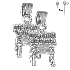 Pendientes tipo trineo de plata de ley de 18 mm (chapados en oro blanco o amarillo)