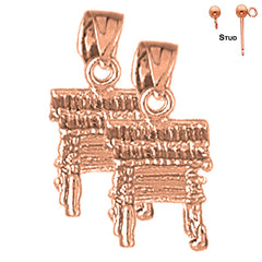 14K oder 18K Gold 18mm Schlitten Ohrringe