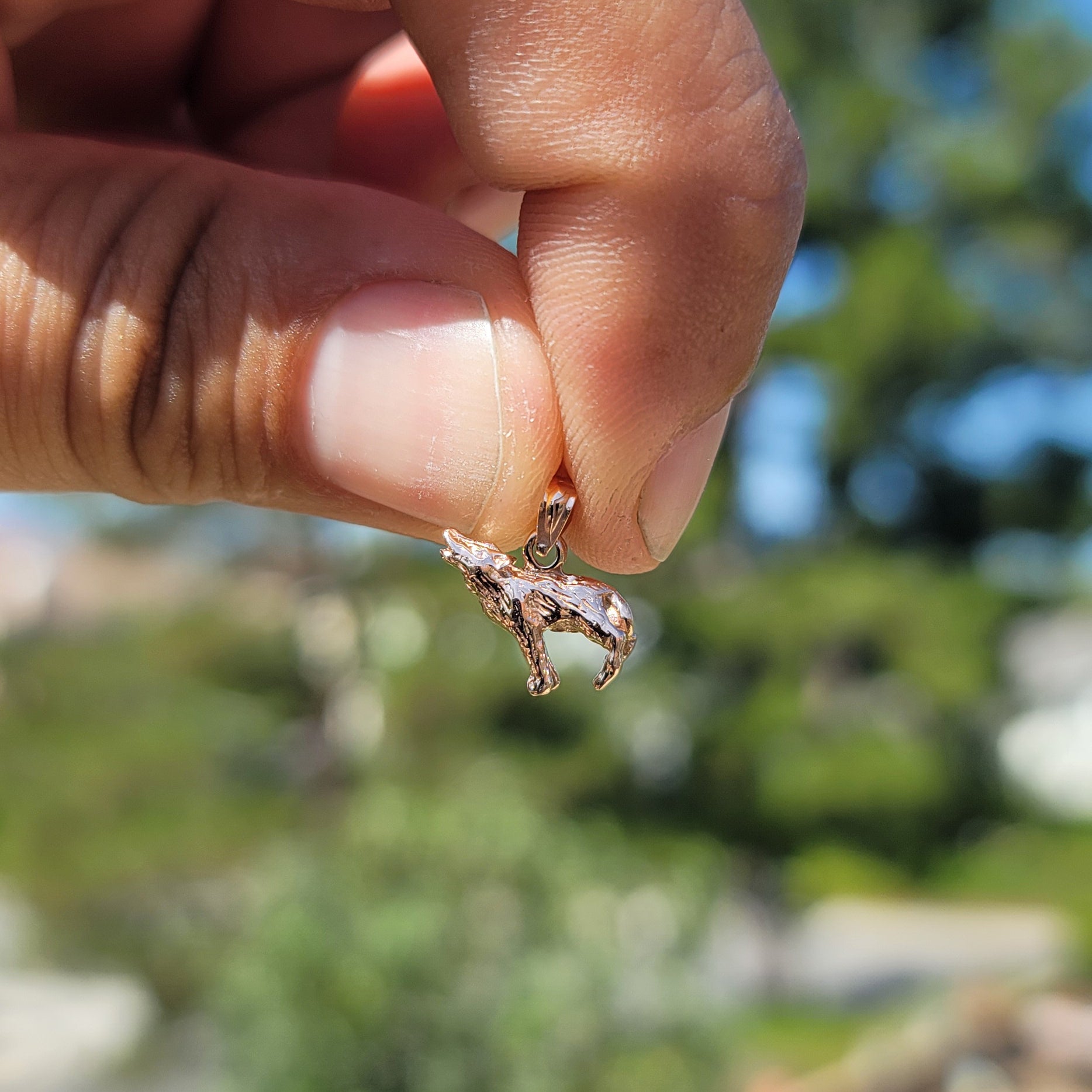 14K or 18K Gold Wolf Pendant