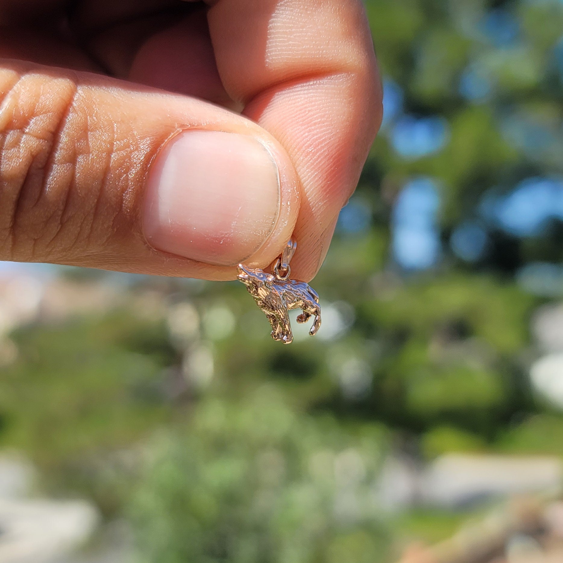 14K or 18K Gold Wolf Pendant