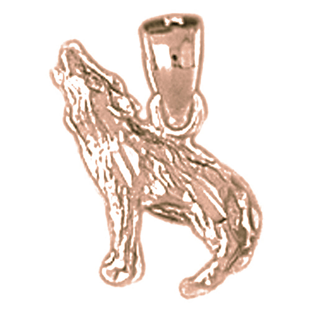 14K or 18K Gold Wolf Pendant