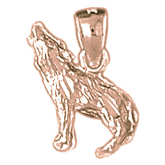 14K or 18K Gold Wolf Pendant