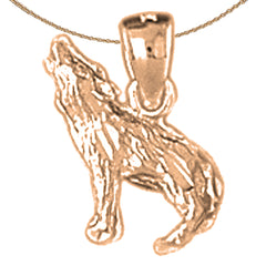 14K or 18K Gold Wolf Pendant