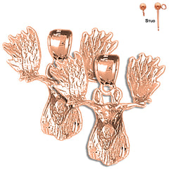 14K or 18K Gold Moose Earrings