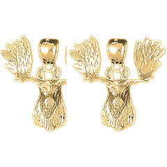 14K or 18K Gold 24mm Moose Earrings