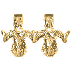 Yellow Gold-plated Silver 15mm Ram Earrings
