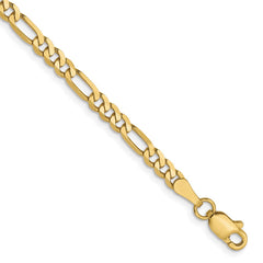 10K Yellow Gold 3.25mm Flat Figaro Chain