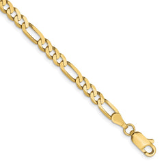 10K Yellow Gold 4mm Flat Figaro Chain