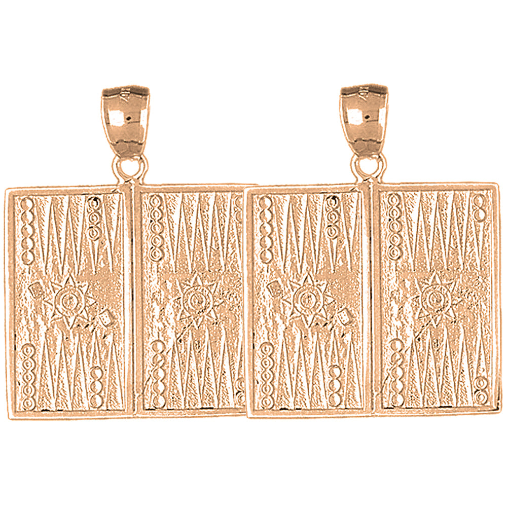14K or 18K Gold 36mm Backgammon Earrings