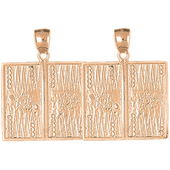 14K or 18K Gold 36mm Backgammon Earrings