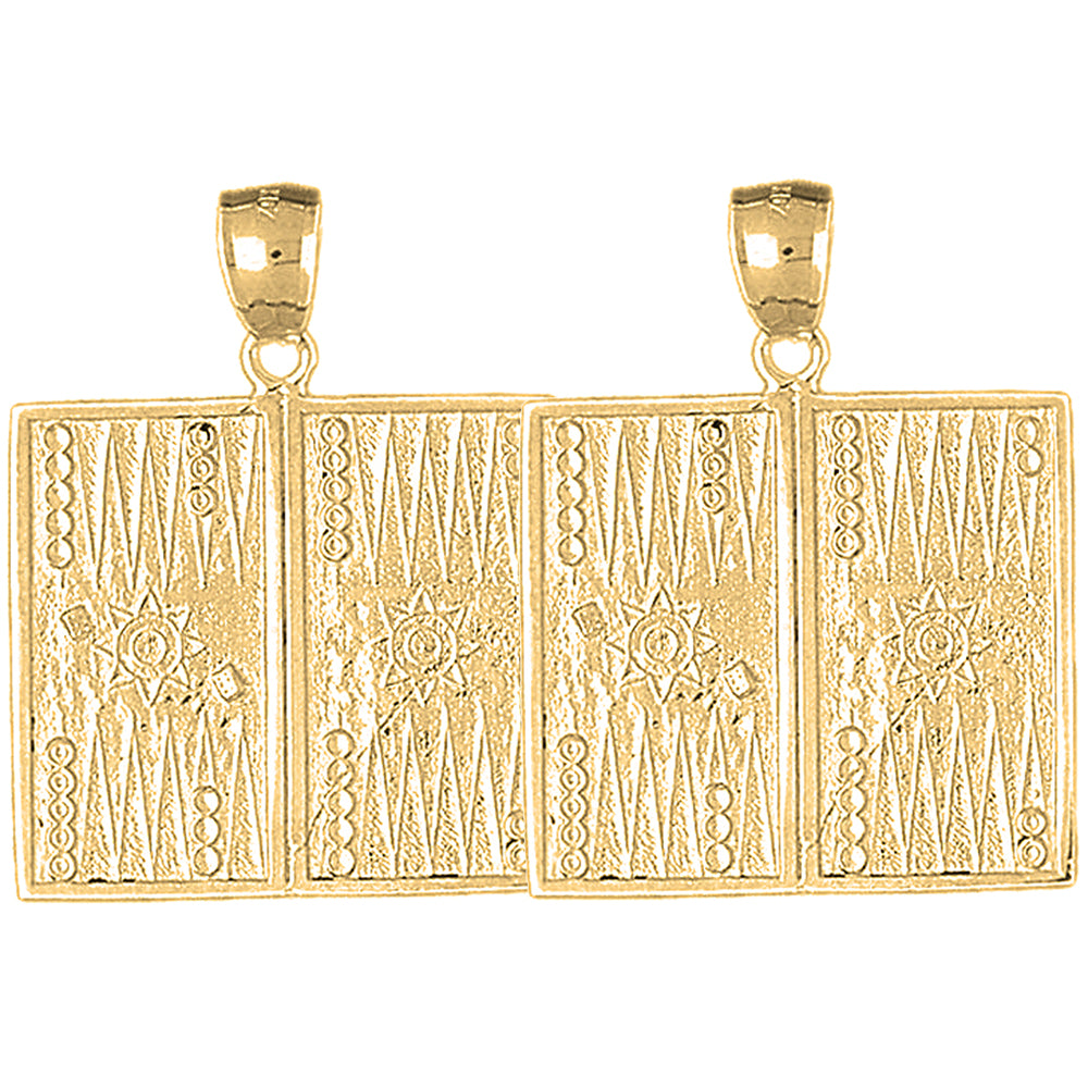 14K or 18K Gold 36mm Backgammon Earrings