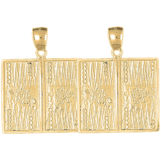 14K or 18K Gold 36mm Backgammon Earrings