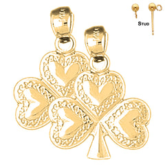 14K or 18K Gold Shamrock, Clover Earrings